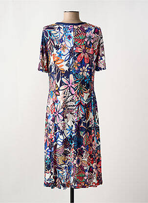 Rochie midi imprimeu floral mâneci scurte albastru MASSANA femeie