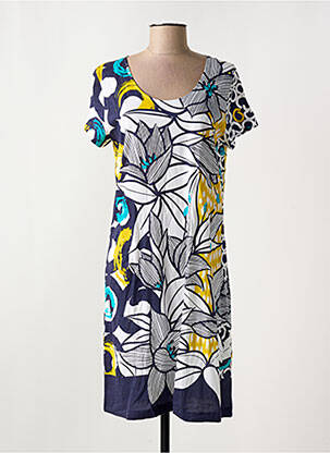 Rochie midi imprimeu floral mâneci scurte albastru EGATEX femeie