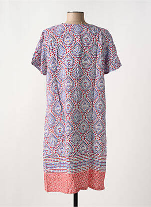 Rochie midi imprimeu fantezie mâneci scurte portocalie EGATEX femeie