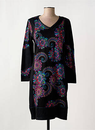 Rochie midi imprimeu floral mâneci lungi negru GUY DUBOUIS femeie