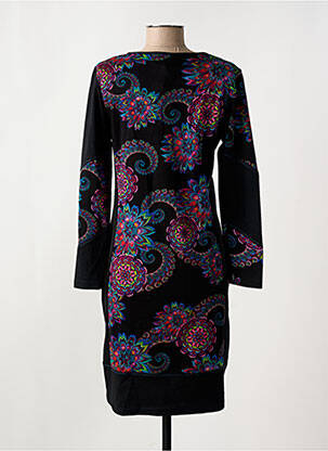 Rochie midi imprimeu floral mâneci lungi negru GUY DUBOUIS femeie