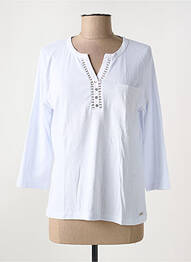 Tricou guler în v mâneci 3/4 alb GRIFFON femme
