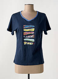 Tricou guler în v mâneci scurte albastru I.ODENA femme