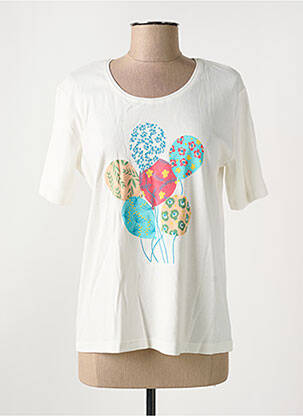Tricou serigrafie mâneci scurte bej GRIFFON femeie