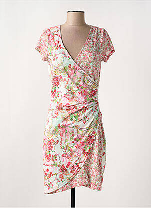 Rochie midi imprimeu floral mâneci scurte roz SMASH WEAR femme