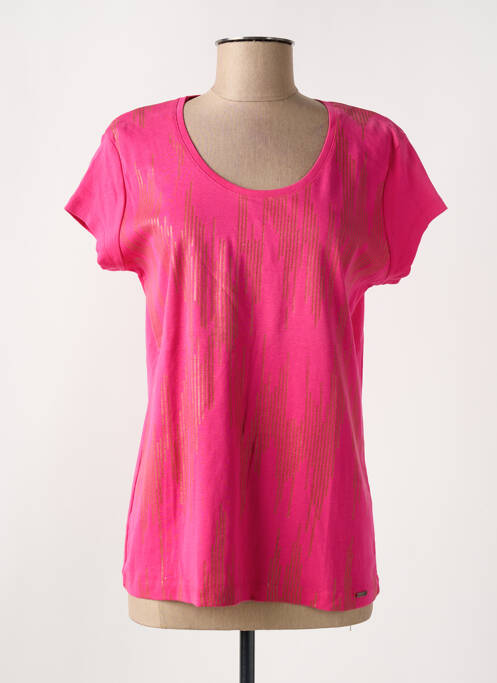 Tricou serigrafie mâneci scurte roz FELINO femme