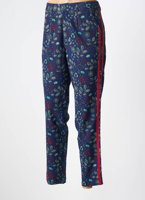 Pantalon drept închidere cu fermoar sub clapetă cu nasturi mărime normală albastru KAPORAL femme