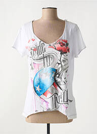 Tricou imprimeu fantezie mâneci scurte alb FOX femeie