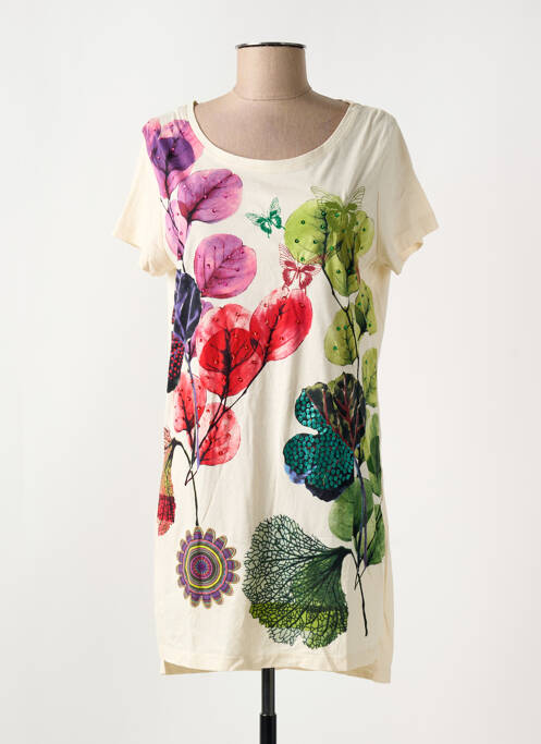 Tunică mâneci scurte bej DESIGUAL femeie