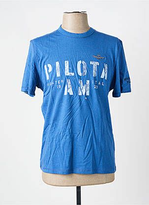 Tricou broderie mâneci scurte albastru AERONAUTICA bărbat