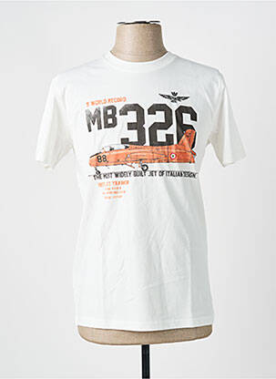 Tricou croială cambrată mâneci scurte bej AERONAUTICA bărbat