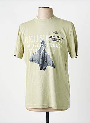 Tricou broderie mâneci scurte verde AERONAUTICA bărbat