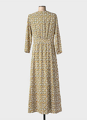 Rochie lungă țesătură crep mâneci 3/4 maro LA PETITE ETOILE femeie