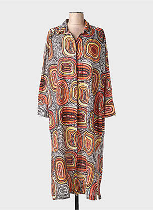 Rochie midi croială fluidă mâneci lungi portocalie NOTSHY femeie