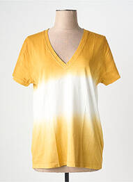 Tricou guler în v mâneci scurte galben LAUREN VIDAL femme