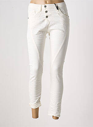 Pantalon slim țesătură poplin mărime normală alb PLEASE femeie