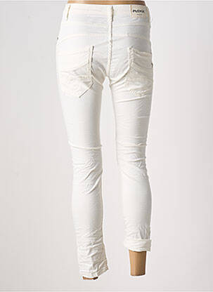 Pantalon slim țesătură poplin mărime normală alb PLEASE femeie