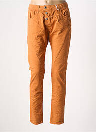 Pantalon slim țesătură poplin mărime normală portocaliu PLEASE femeie