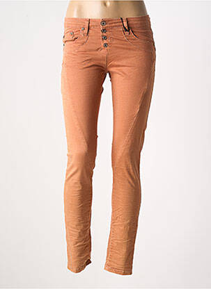 Pantalon slim țesătură poplin mărime normală portocalie PLEASE femeie