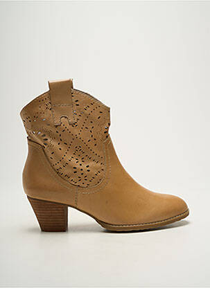 Botine/ghete material neted toc de 4 la 6 cm bej MADISON femeie