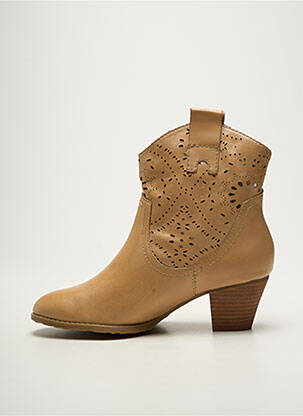 Botine/ghete material neted toc de 4 la 6 cm bej MADISON femeie