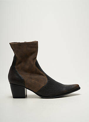 Botine/ghete material neted toc de 4 la 6 cm maro MADISON femeie