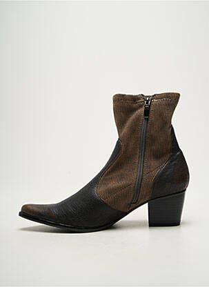 Botine/ghete material neted toc de 4 la 6 cm maro MADISON femeie