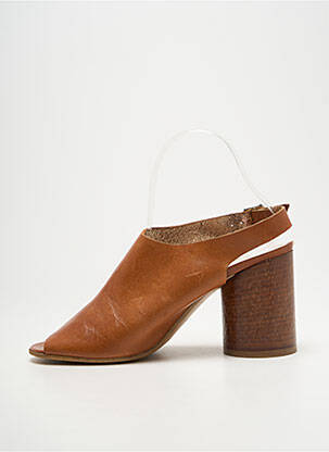 Sandale/pantofi decupați țesătură satinată toc de 7 la 9 cm maro MAISON MARTIN MARGIELA femeie