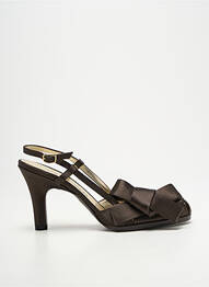 Sandale/pantofi decupați material neted toc de 7 la 9 cm maro BRUNO FRISONI femme
