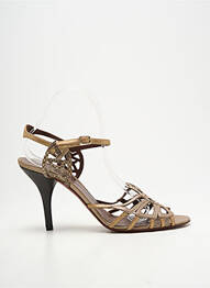 Sandale/pantofi decupați țesătură satinată toc de 7 la 9 cm auriu MICHEL VIVIEN femme