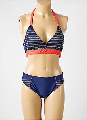 Costum de baie din două piese elasticitate sutien balconet cu decolteu înalt albastru ROSE POMME femeie