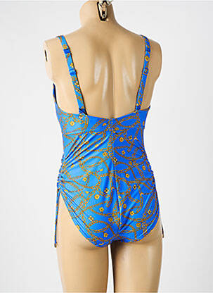 Costum de baie dintr-o singură piesă efect material satinat sutien cupe întregi cu decolteu înalt albastru PRIMADONNA femeie