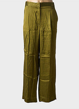 Pantalon drept talie cu cleme mărime normală verde HOD femeie