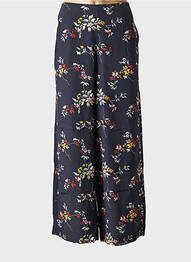 Pantalon larg țesătură crep talie înaltă albastru BELLEROSE femeie