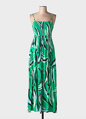 Rochie midi imprimeu fantezie bretele subțiri verde ESSENTIEL ANTWERP femeie