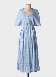 Rochie lungă mâneci scurte mâneci scurte albastru HOD femme