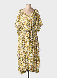 Rochie midi imprimeu floral mâneci scurte galben MY SUNDAY MORNING femeie