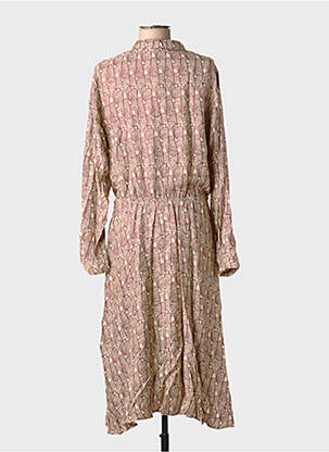 Rochie midi imprimeu fantezie mâneci lungi bej DIEGA femeie