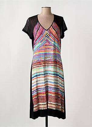 Rochie midi imprimeu fantezie mâneci scurte negru PAUPORTÉ femeie