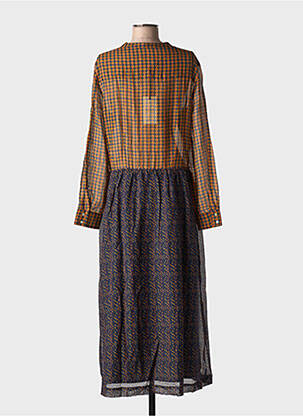Rochie lungă țesătură poplin mâneci lungi maro CHLOÉ STORA femeie