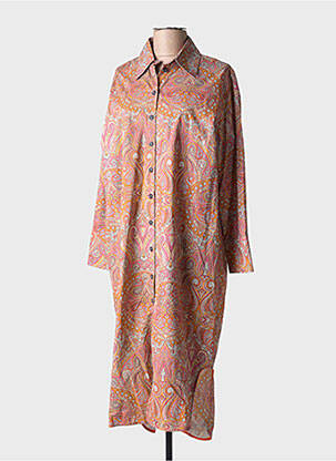 Rochie midi imprimeu fantezie mâneci lungi portocalie HOD femeie