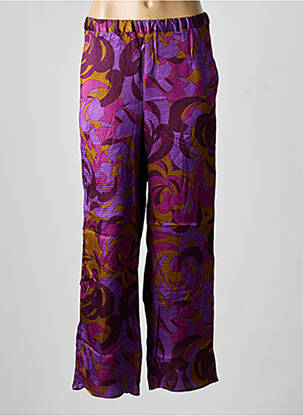 Pantalon larg croială fluidă talie înaltă violet HOD femeie
