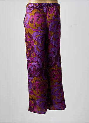 Pantalon larg croială fluidă talie înaltă violet HOD femeie