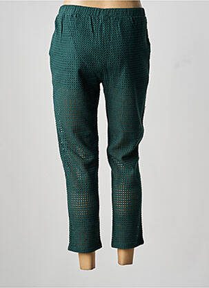 Pantalon 7/8 țesătură poplin mărime normală verde LEÏ-1984 femeie