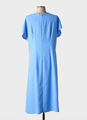 Rochie midi țesătură crep mâneci scurte albastru HUGO BOSS femeie