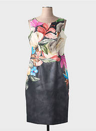 Rochie midi imprimeu floral fără mâneci negru SONIA PENA femeie