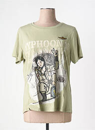 Tricou serigrafie flockată mâneci scurte verde AERONAUTICA femeie