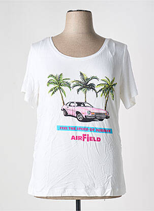 Tricou serigrafie flockată mâneci scurte alb AIRFIELD femeie