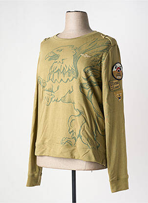 Hanorac serigrafie flockată mâneci lungi verde AERONAUTICA femeie