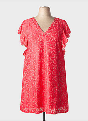 Rochie midi imprimeu fantezie mâneci scurte roșu MULTIPLES femeie